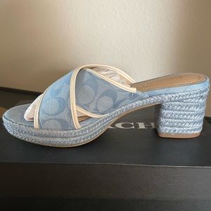 Brand new Coach wedges, never been worn. Sloan SIG Espadrille, Chambray style.